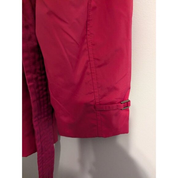 Calvin Klein Womens Magenta Pink Rain Jacket Wool Lined Peacoat Belted Size 6 - Picture 8 of 14